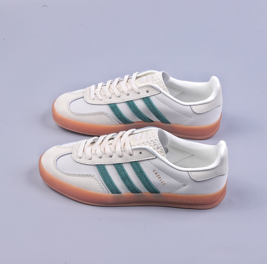 Adidas Gazelle Indoor retro green shipping men's and women's white and green retro lightweight non-slip low-cut sneakers ID2567