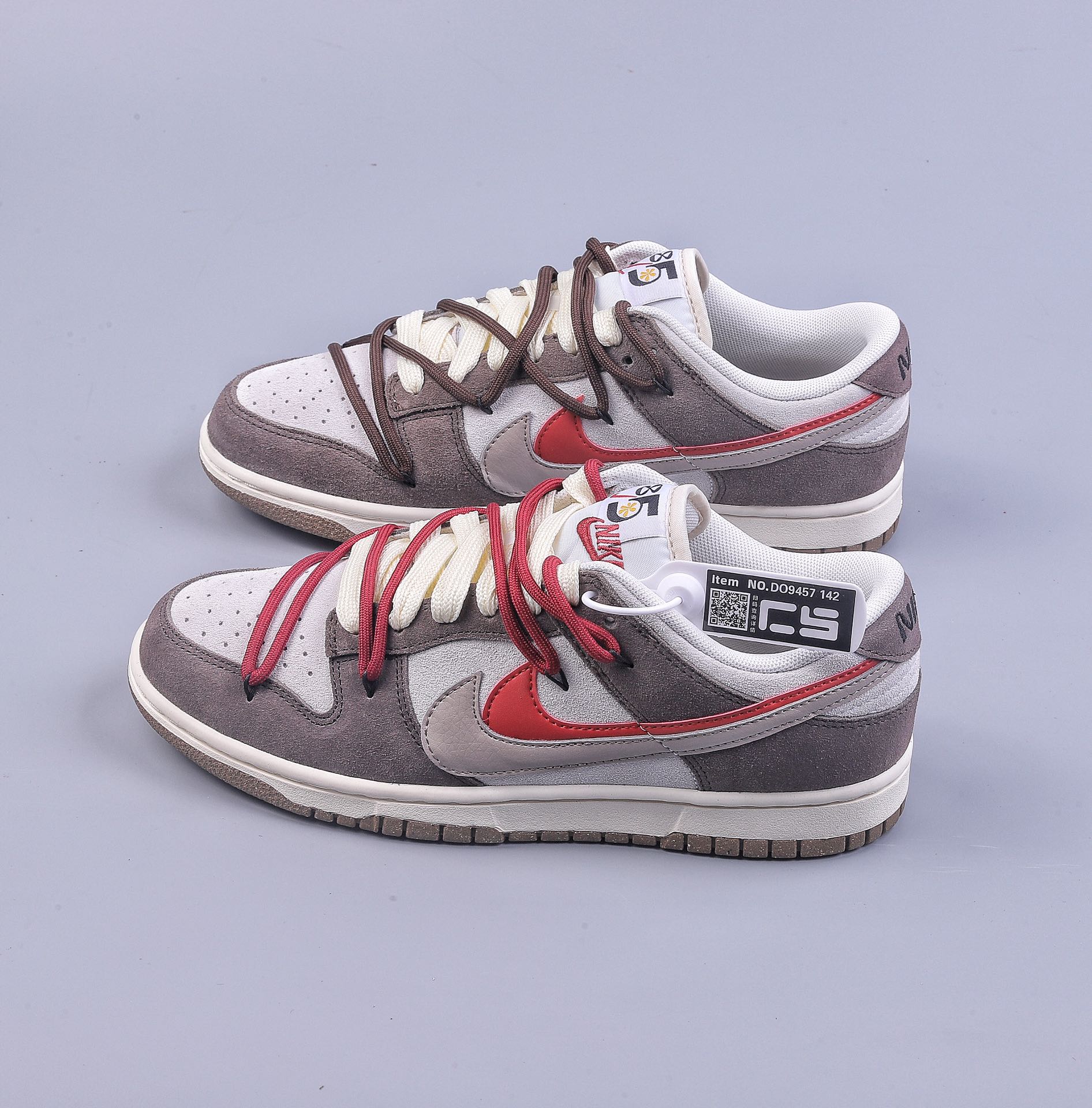 CS Nike Dunk Low Yuanyang Gray Brown Red Double Swoosh Customized DO9457-142