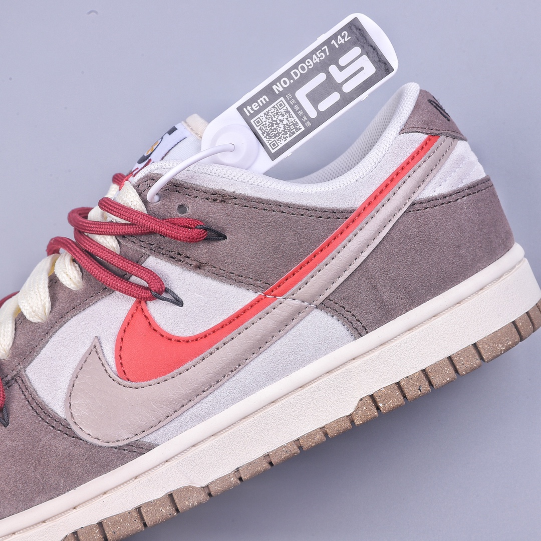 CS Nike Dunk Low Yuanyang Gray Brown Red Double Swoosh Customized DO9457-142