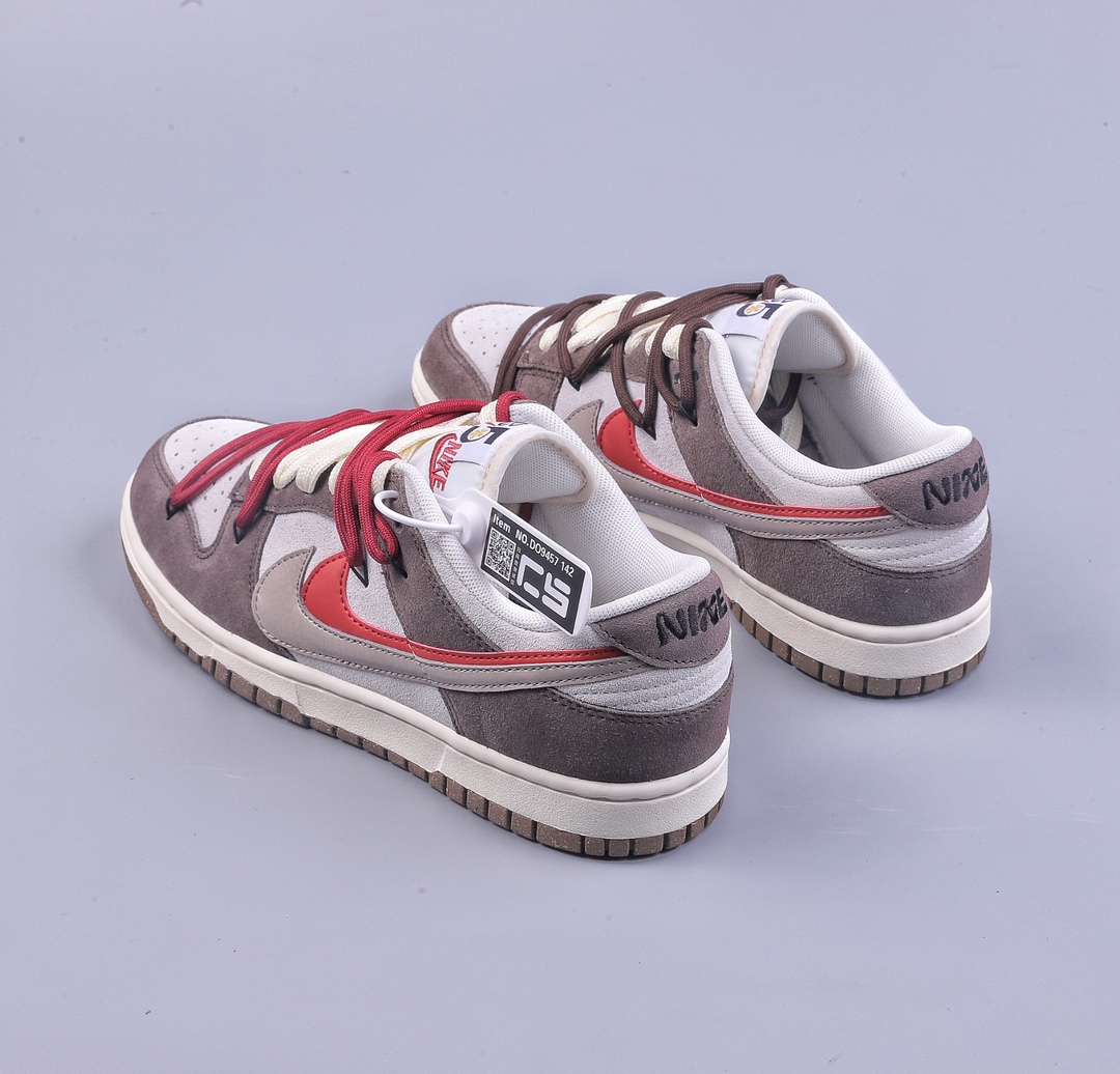 CS Nike Dunk Low Yuanyang Gray Brown Red Double Swoosh Customized DO9457-142