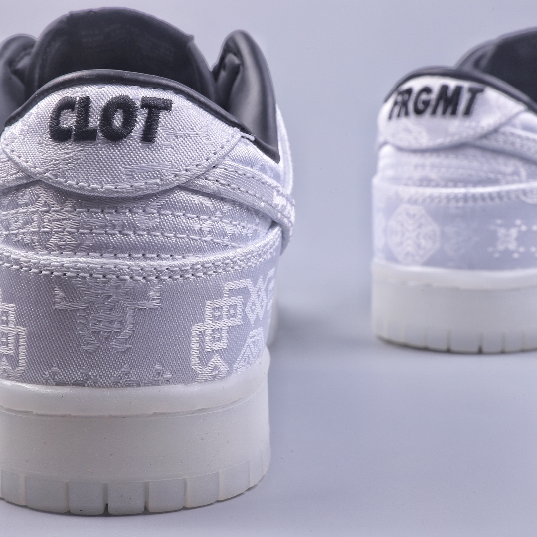 G Fragment Design x CLOT x Nike Dunk Low Lightning White Silk FN0315-110