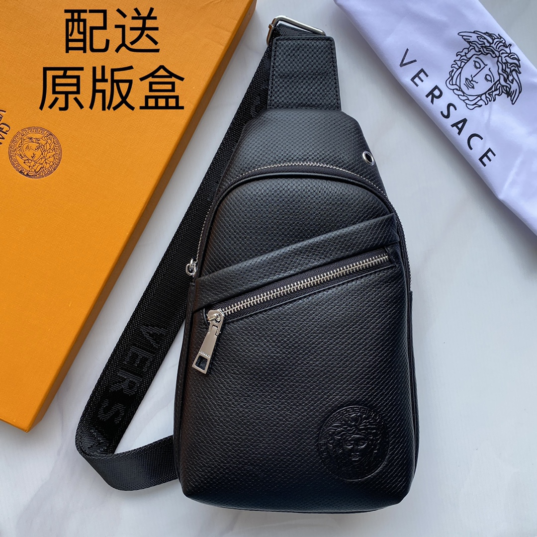 ，【配送原版盒】[玫瑰]专柜爆款，范思哲男士胸包［强][强] 最新款🎒，👋帅到没朋友[玫瑰][玫瑰]采用