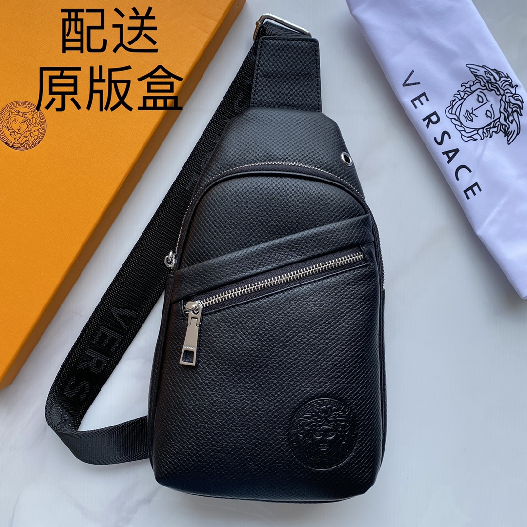 ，【配送原版盒】[玫瑰]专柜爆款，范思哲男士胸包［强][强] 最新款🎒，👋帅到没朋友[玫瑰][玫瑰]采用
