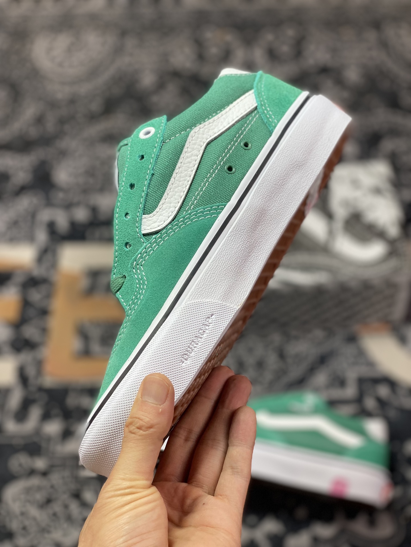 Vans Skate Rowan Pro green classic versatile lightweight comfortable professional skateboard shoes VN0A4TZC2LH