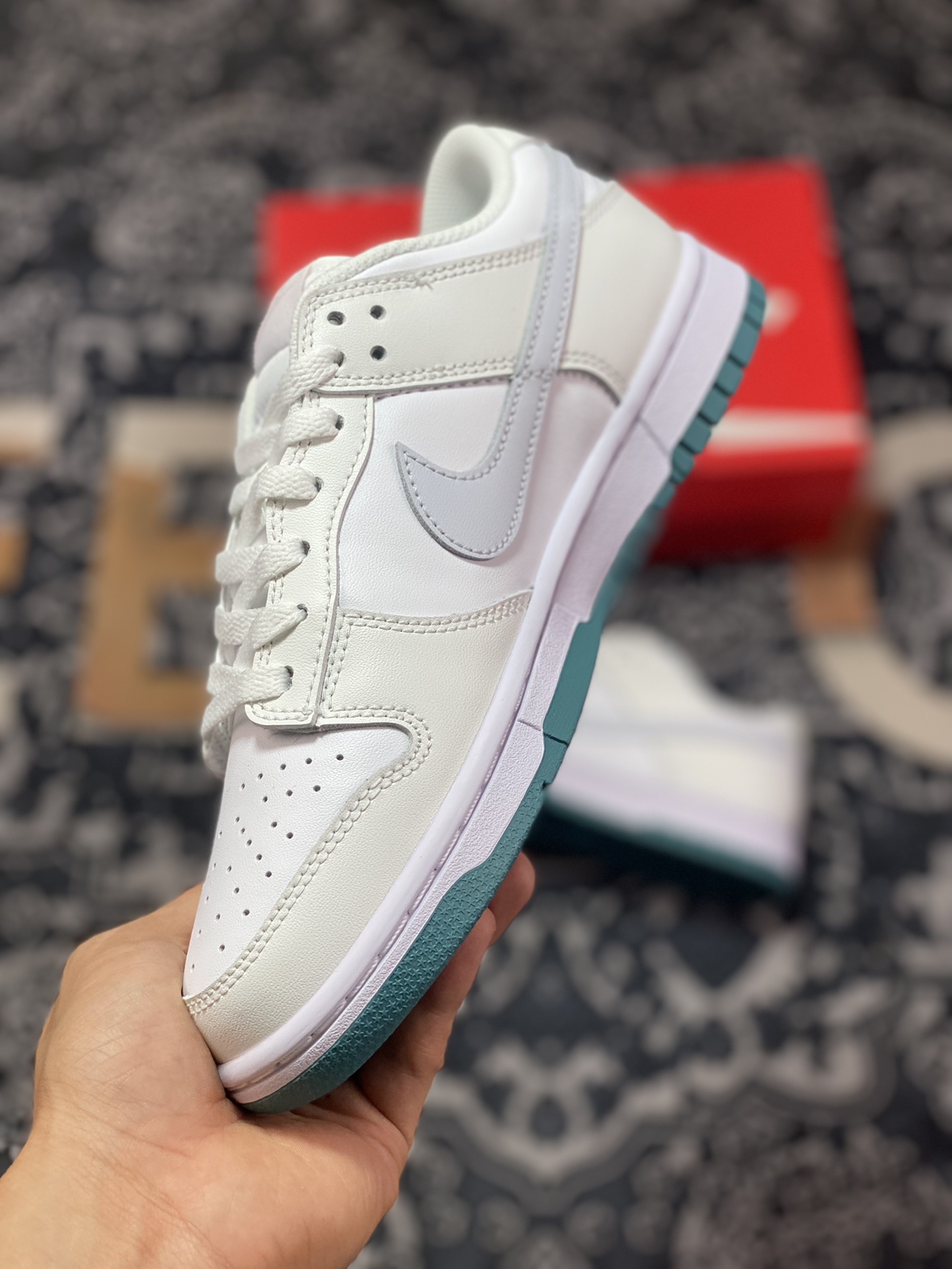 Nike SB Dunk Low GS ”White Teal Green” dunk series sneakers ”leather light gray blue” FD9911-101