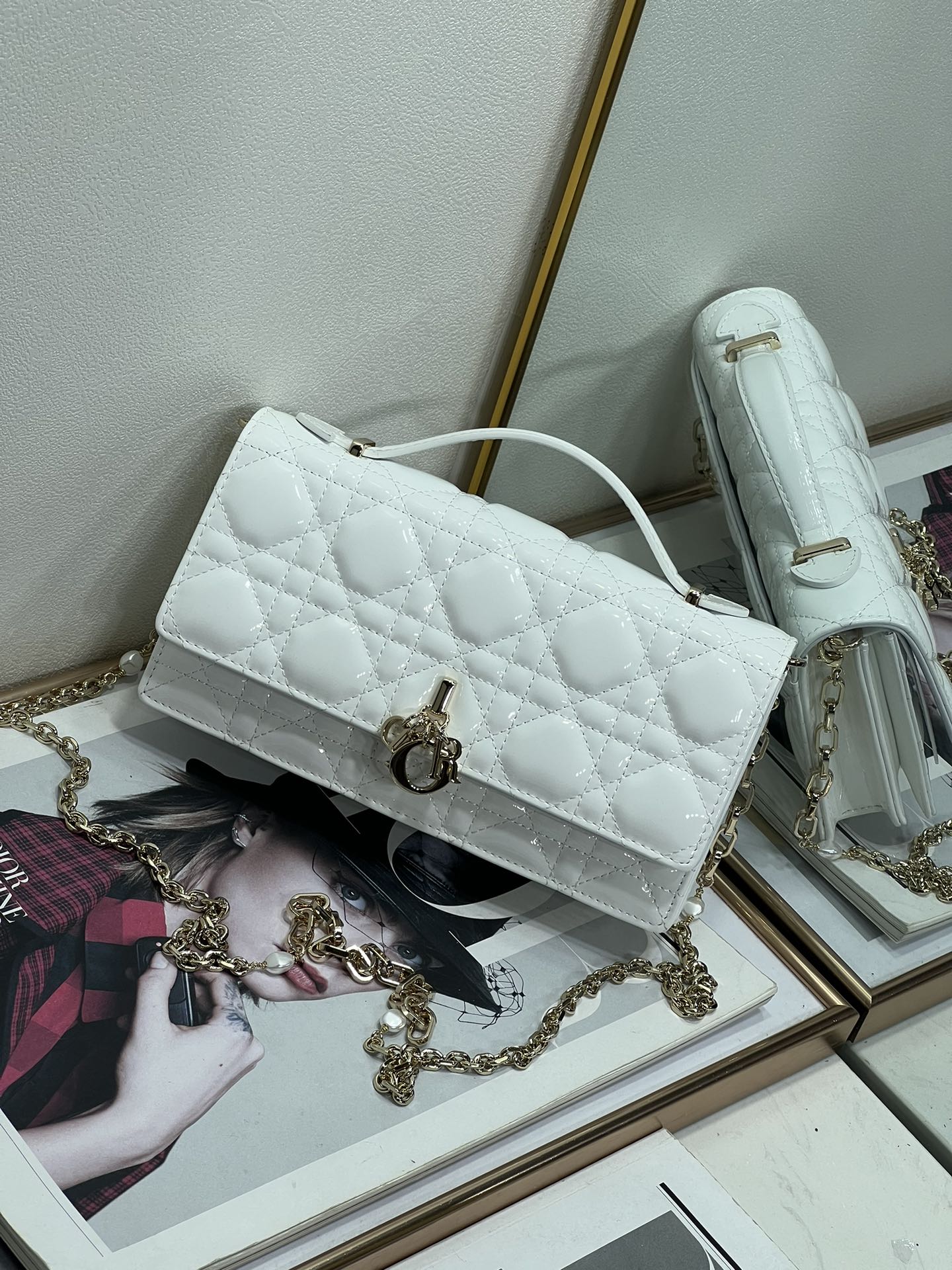 Éxito de ventas[celebración] reposición 2306A Lady Di❤r 💕bolso de mano de rombos 💕 21cm
