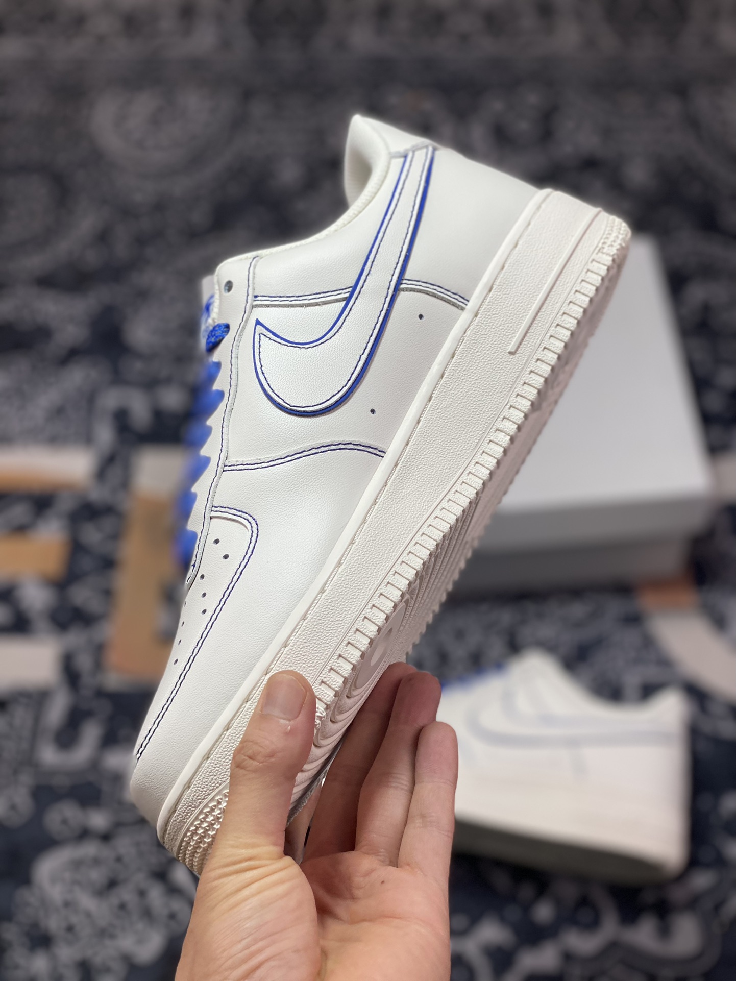 220 Nike Air Force 1'07 Low”Milk White/Blue”空军一号板鞋“皮革米白宝蓝车线”315122-404