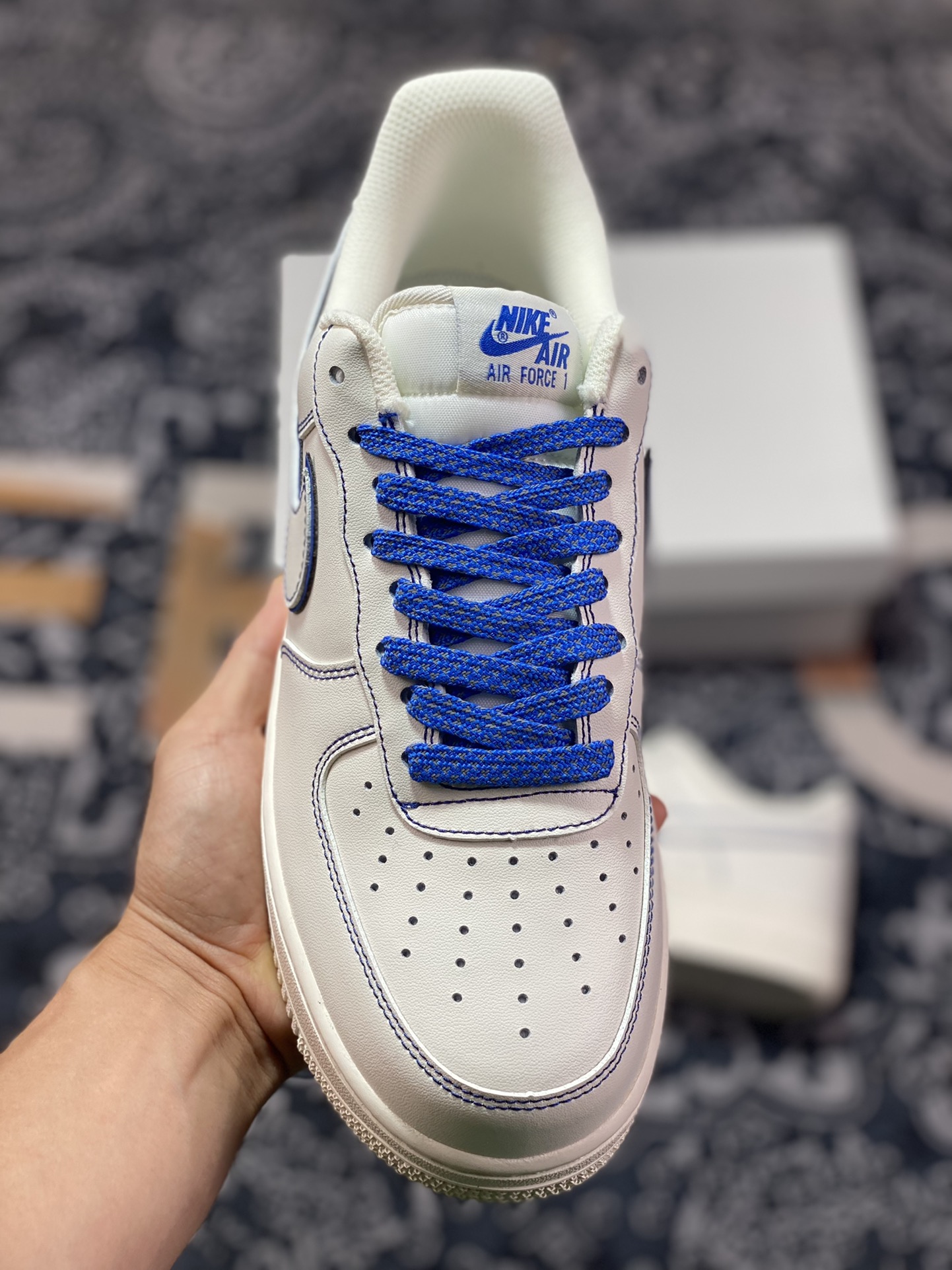 220 Nike Air Force 1'07 Low”Milk White/Blue”空军一号板鞋“皮革米白宝蓝车线”315122-404