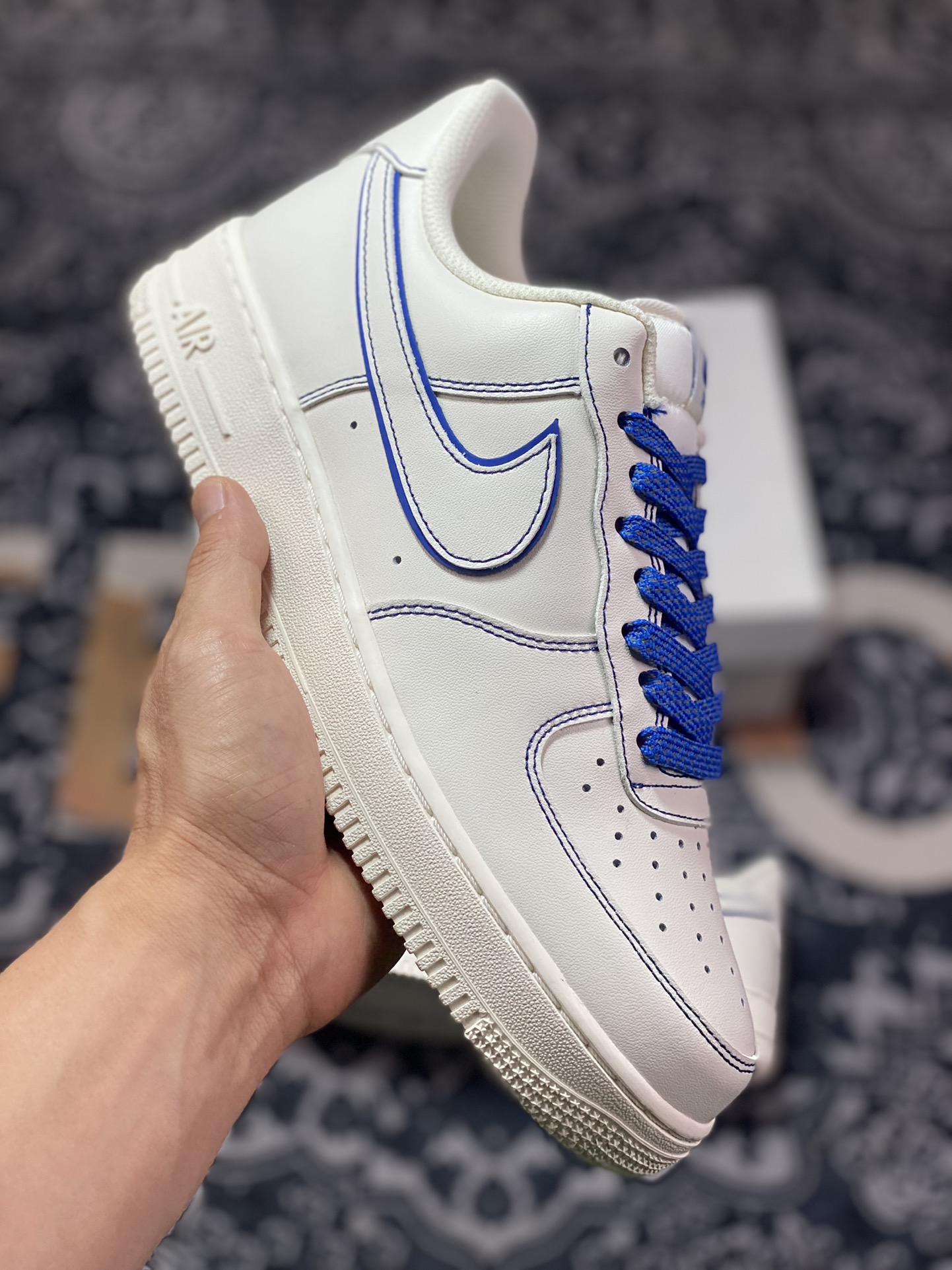 220 Nike Air Force 1’07 Low”Milk White/Blue”空军一号板鞋“皮革米白宝蓝车线”315122-404