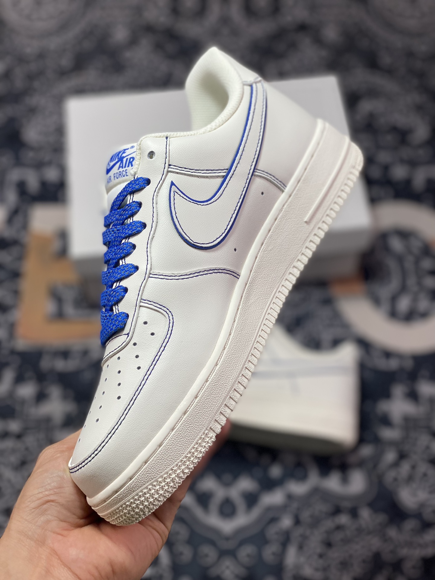 220 Nike Air Force 1'07 Low”Milk White/Blue”空军一号板鞋“皮革米白宝蓝车线”315122-404