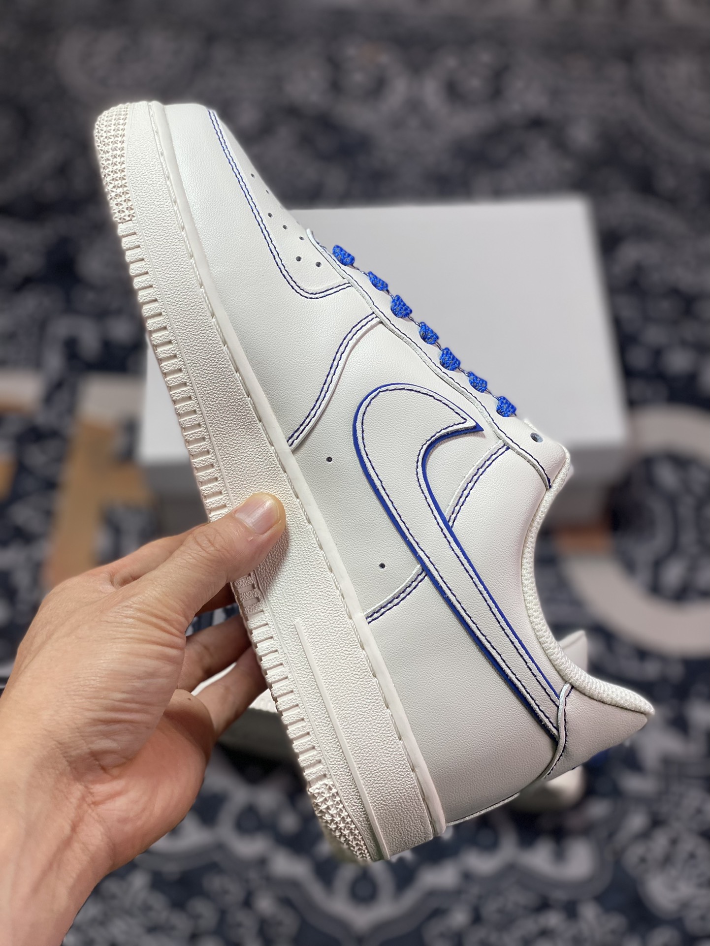 220 Nike Air Force 1'07 Low”Milk White/Blue”空军一号板鞋“皮革米白宝蓝车线”315122-404