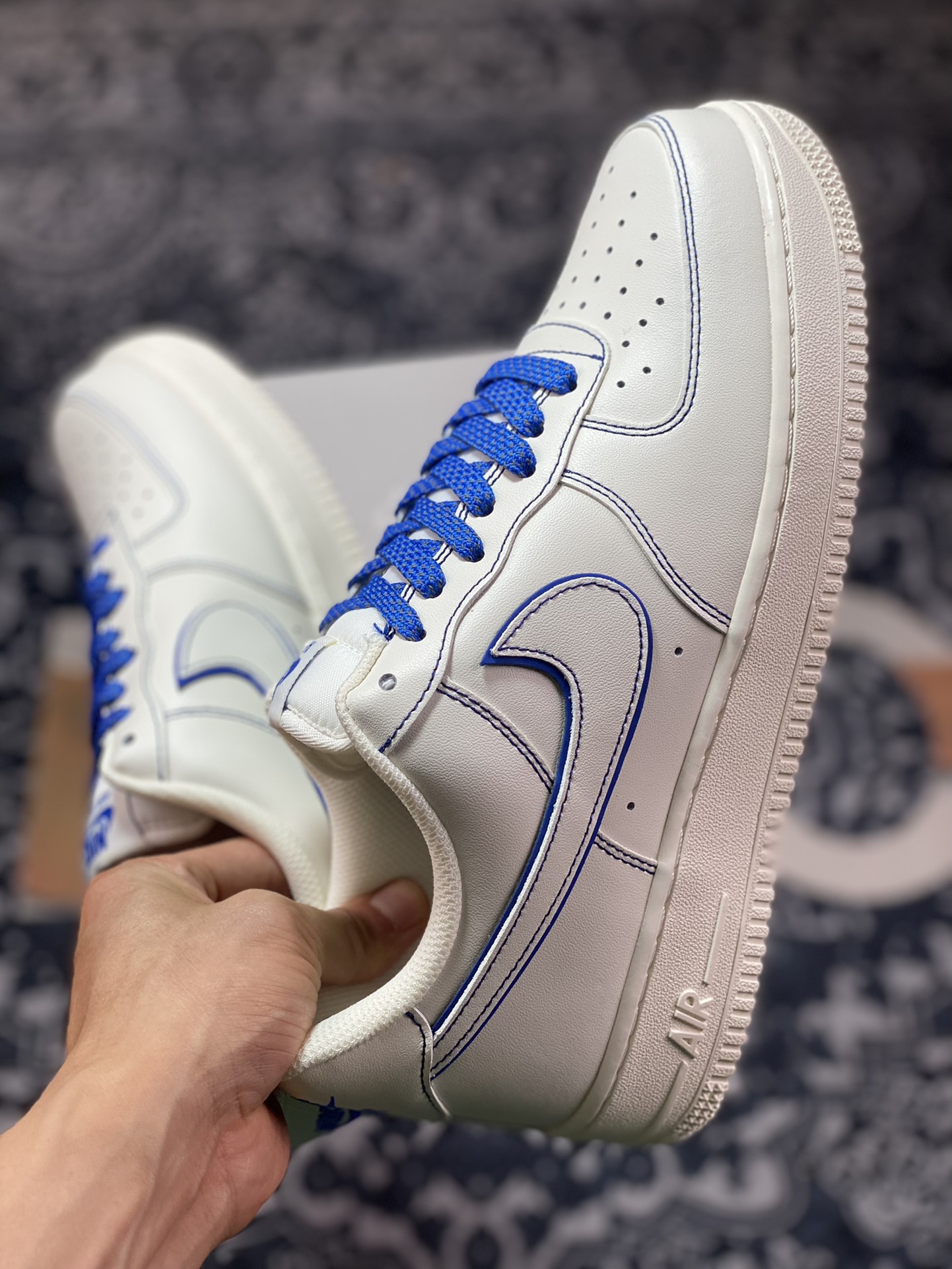 220 Nike Air Force 1'07 Low”Milk White/Blue”空军一号板鞋“皮革米白宝蓝车线”315122-404