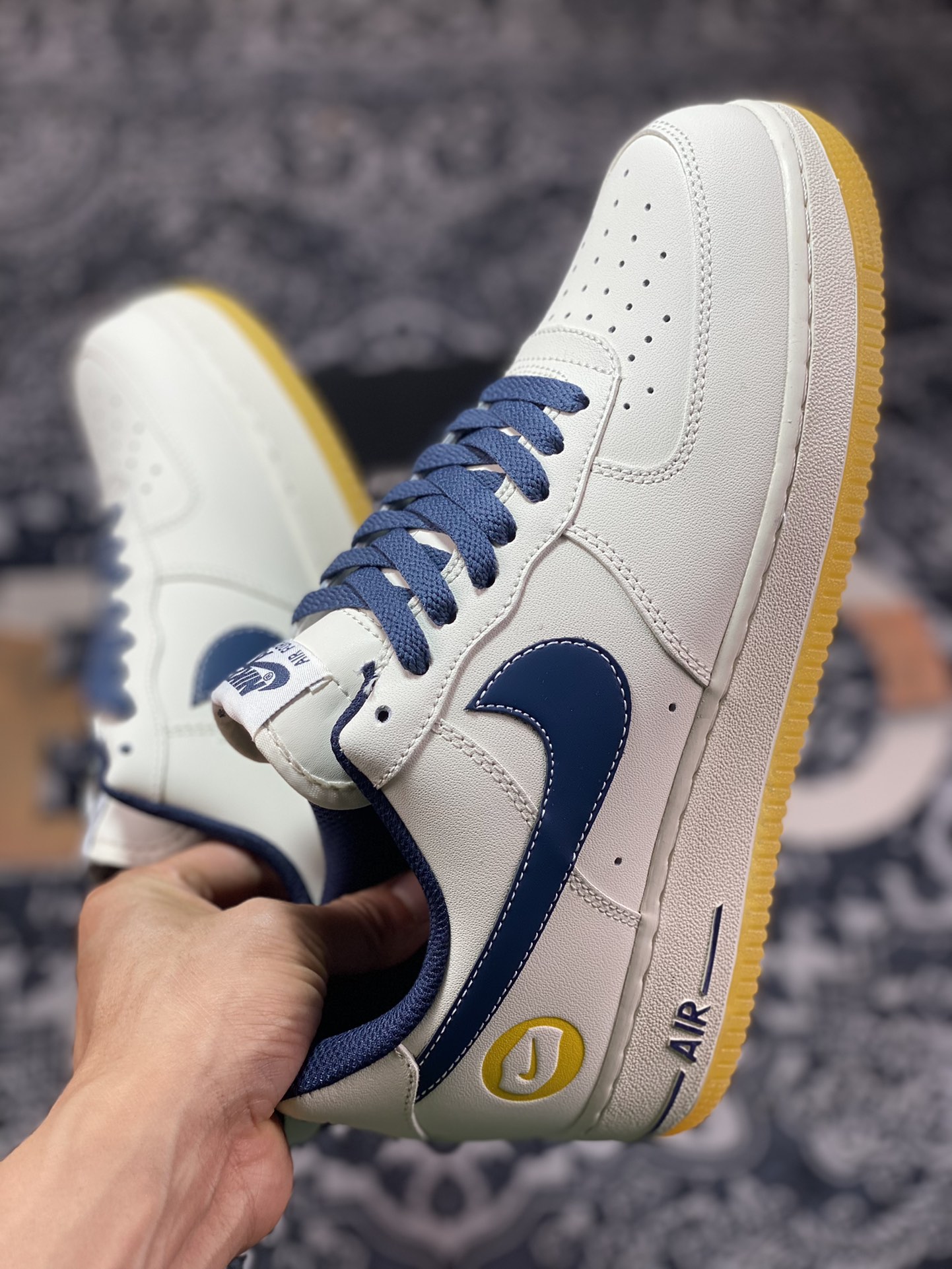 200 Nike Air Force 1'07 Low”Milky White/Navy/Yellow”空军一号板鞋“皮革米白海军蓝黄”XC2351-033