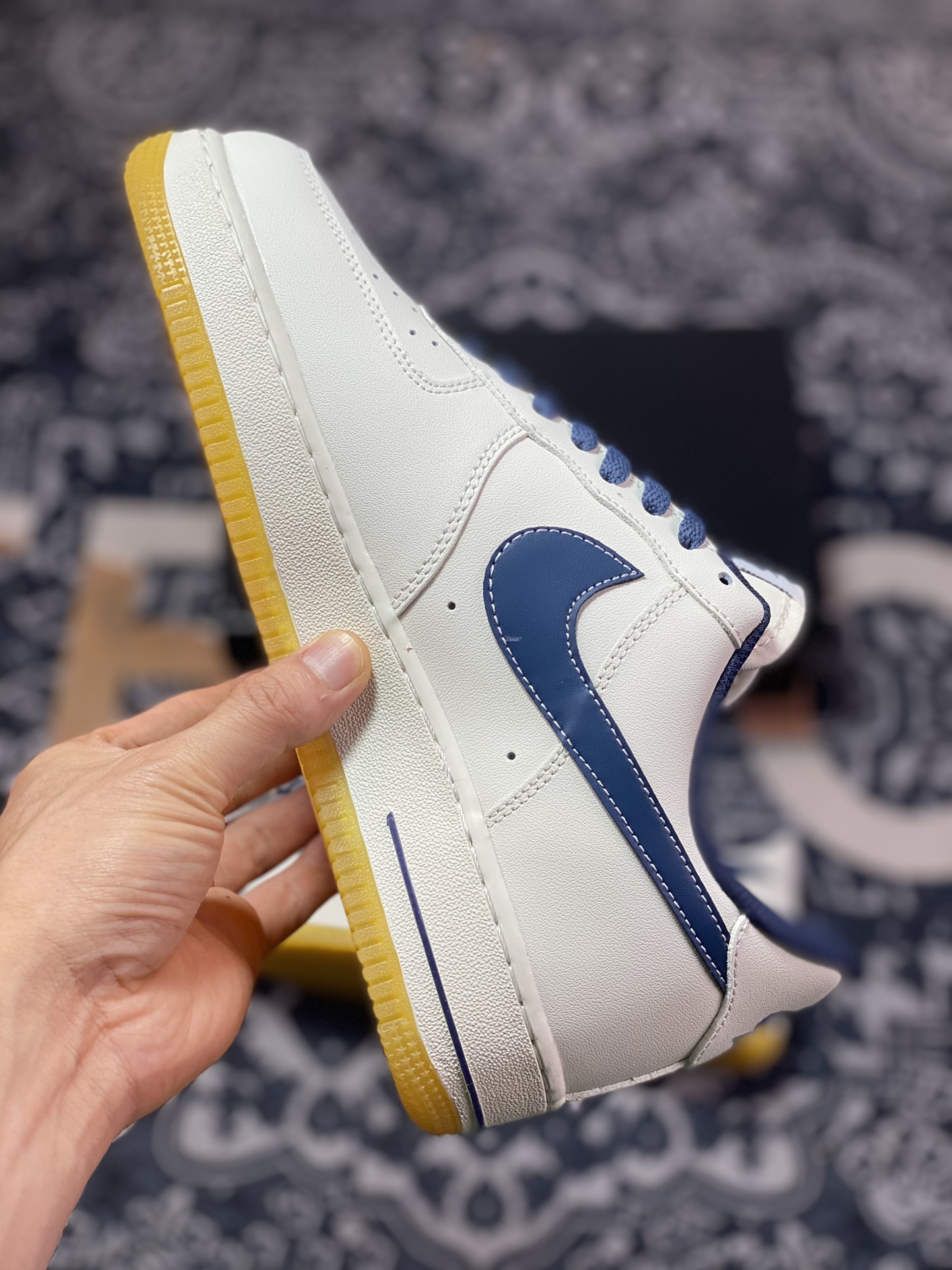 200 Nike Air Force 1'07 Low”Milky White/Navy/Yellow”空军一号板鞋“皮革米白海军蓝黄”XC2351-033