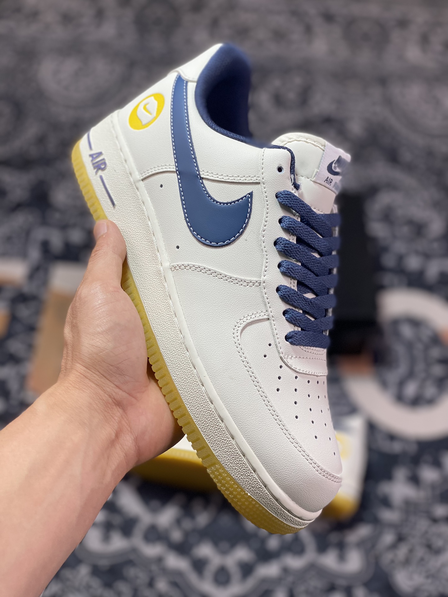200 Nike Air Force 1’07 Low”Milky White/Navy/Yellow”空军一号板鞋“皮革米白海军蓝黄”XC2351-033