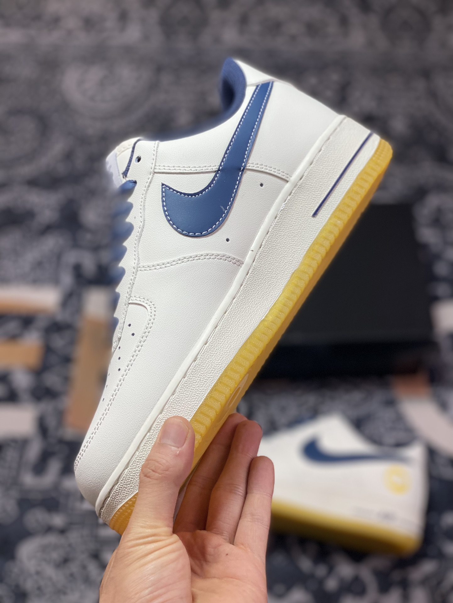 200 Nike Air Force 1'07 Low”Milky White/Navy/Yellow”空军一号板鞋“皮革米白海军蓝黄”XC2351-033