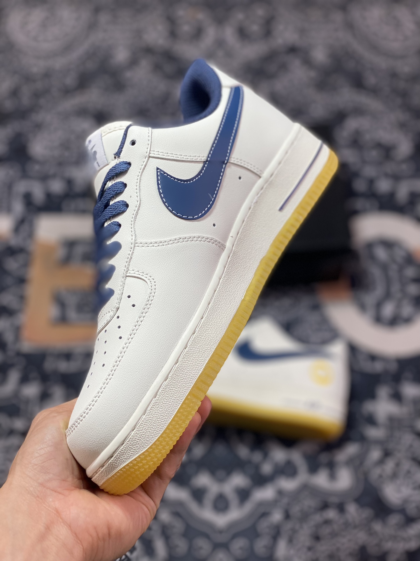 200 Nike Air Force 1'07 Low”Milky White/Navy/Yellow”空军一号板鞋“皮革米白海军蓝黄”XC2351-033