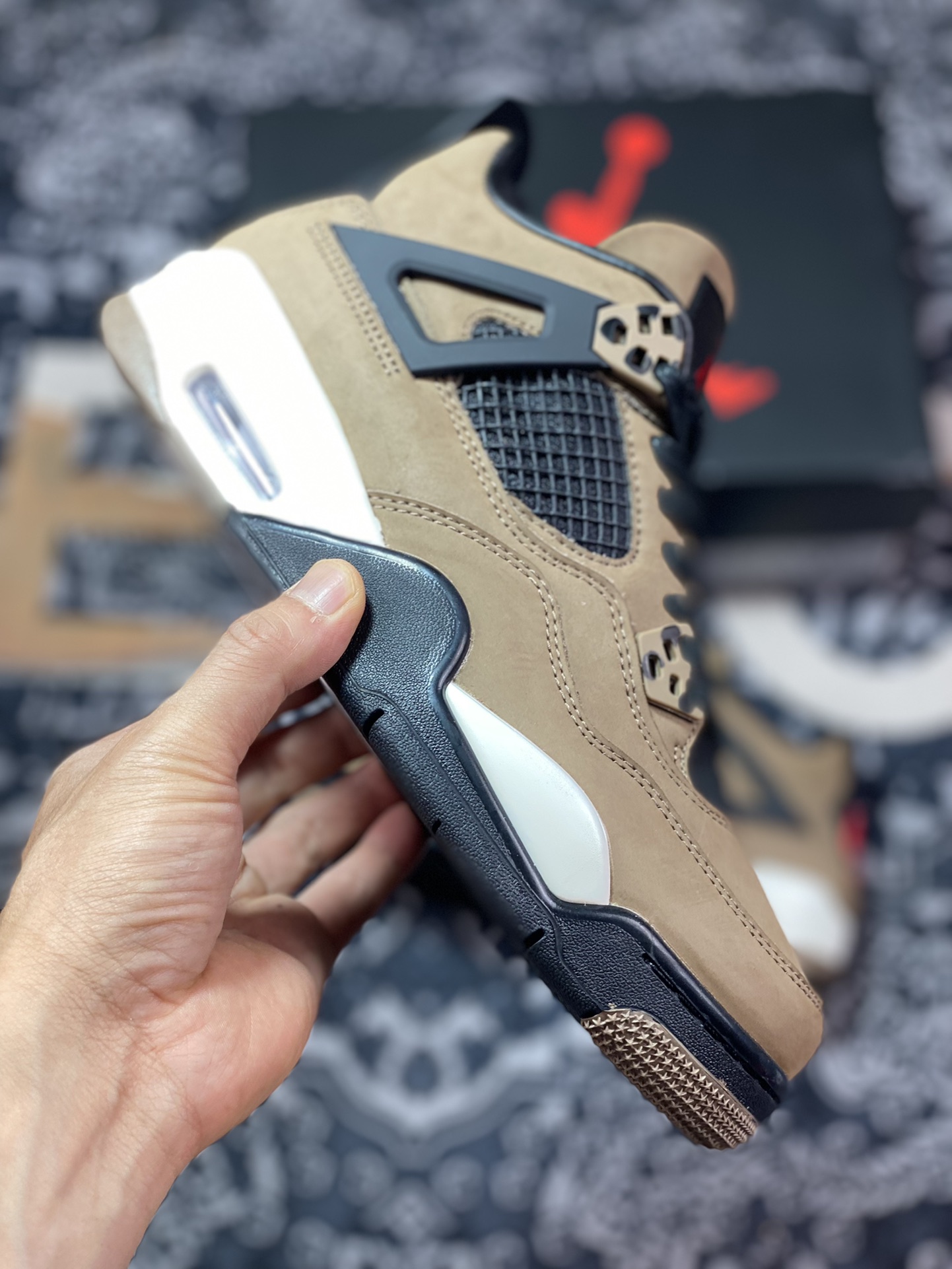 320 外贸工厂独立定单 Air Jordan 4 联名 TS棕摩卡 AJ4-882335