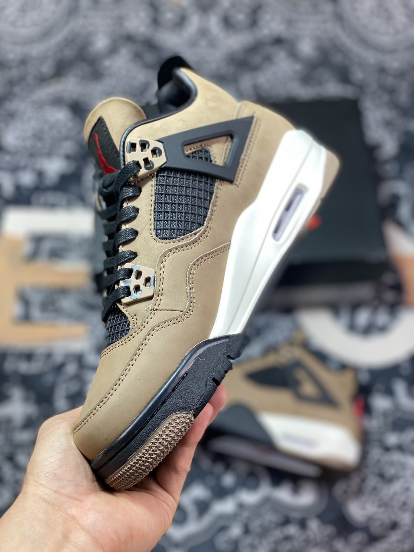 320 外贸工厂独立定单 Air Jordan 4 联名 TS棕摩卡 AJ4-882335