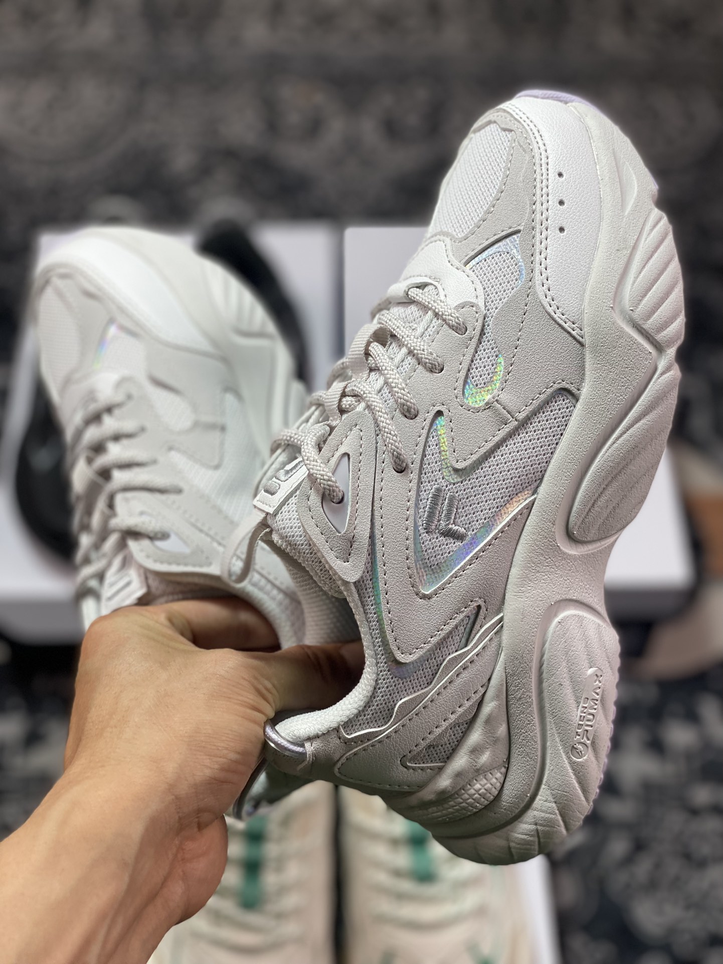 FILA FUSION Conch II Conch II series low-top thick-soled heightening versatile casual sports jogging shoes ”Rain Fog Gray Lilac” T12W311111FNO