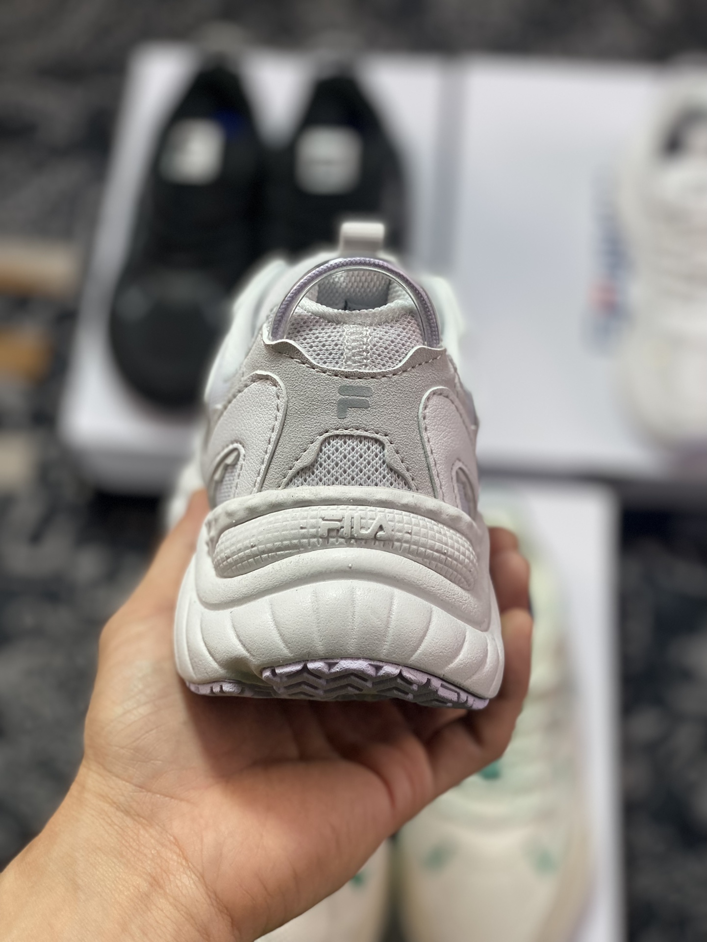 FILA FUSION Conch II Conch II series low-top thick-soled heightening versatile casual sports jogging shoes ”Rain Fog Gray Lilac” T12W311111FNO