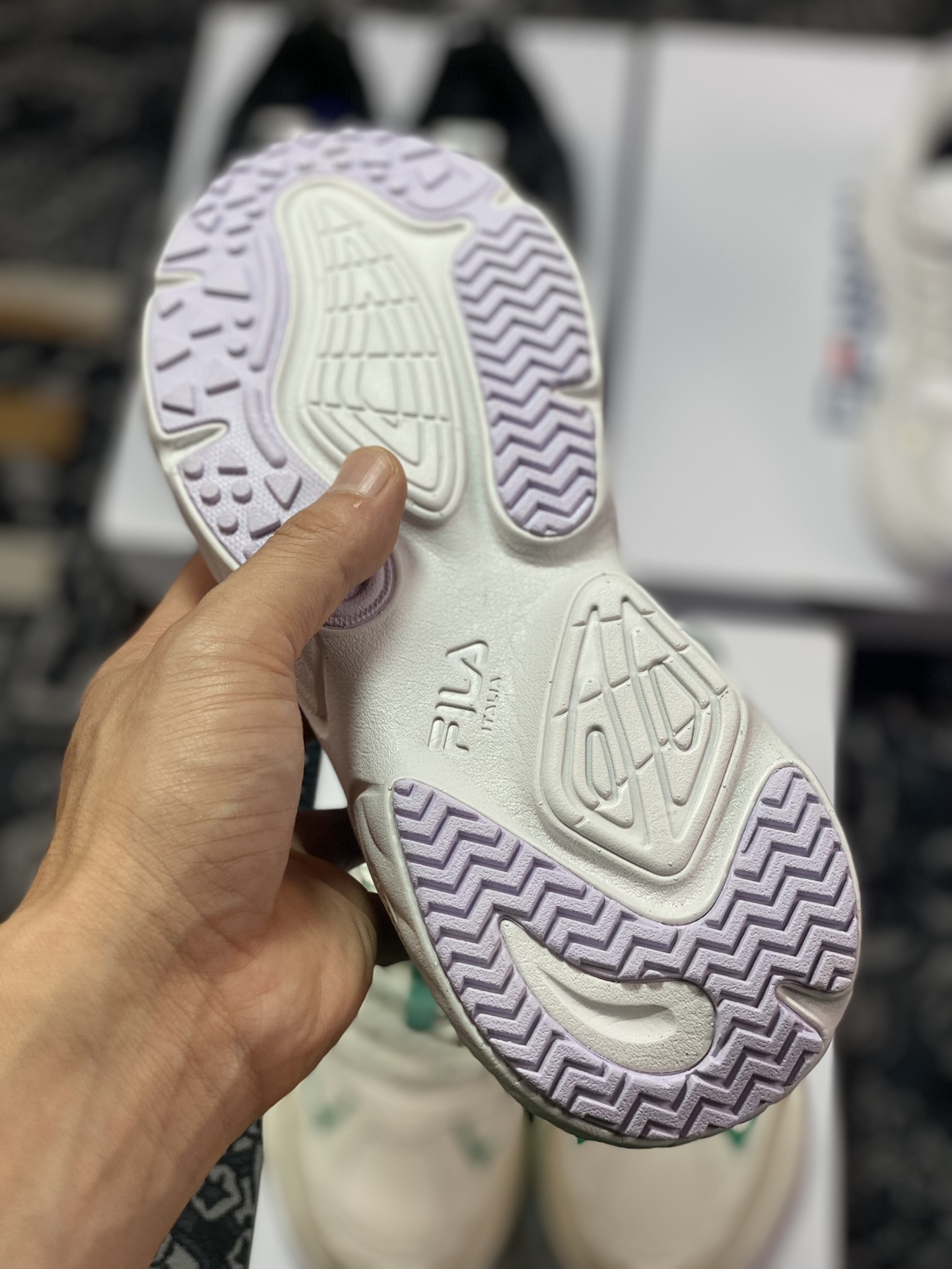 FILA FUSION Conch II Conch II series low-top thick-soled heightening versatile casual sports jogging shoes ”Rain Fog Gray Lilac” T12W311111FNO