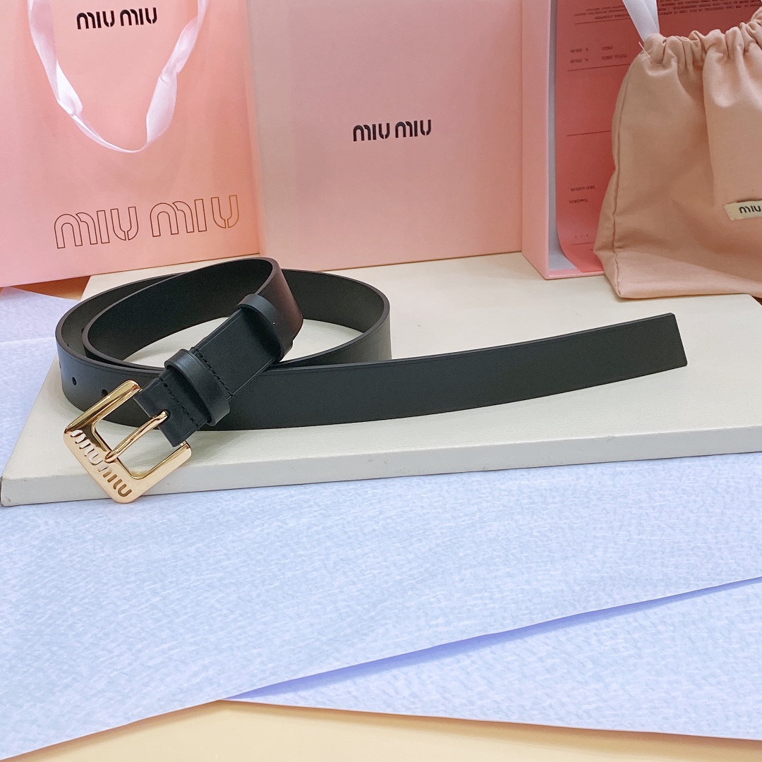 [Miu Miu Belts]Miu Miu 22 metal hollow micro label Minimalist style leather be