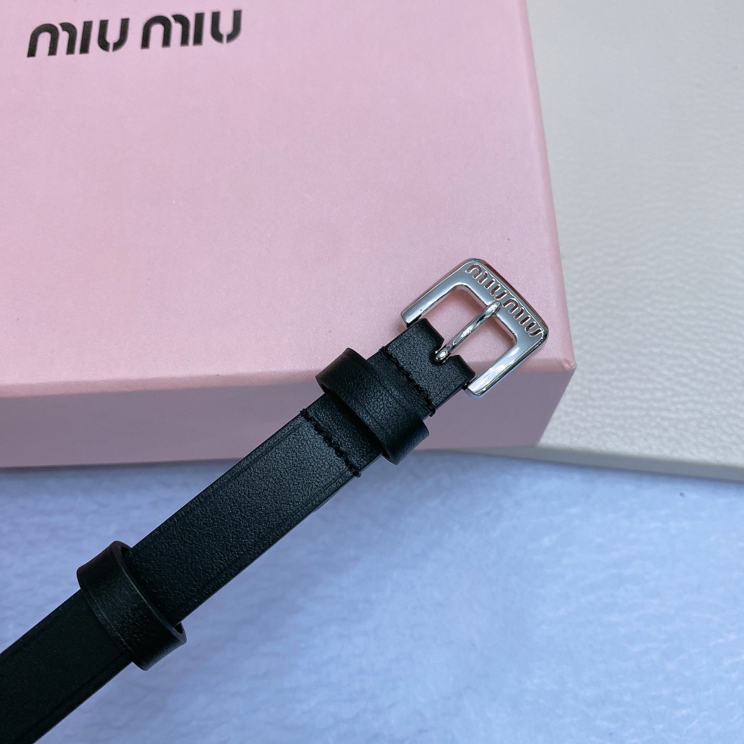 [Miu Miu Belts]Miu Miu 22 metal hollow micro label Minimalist style leather be