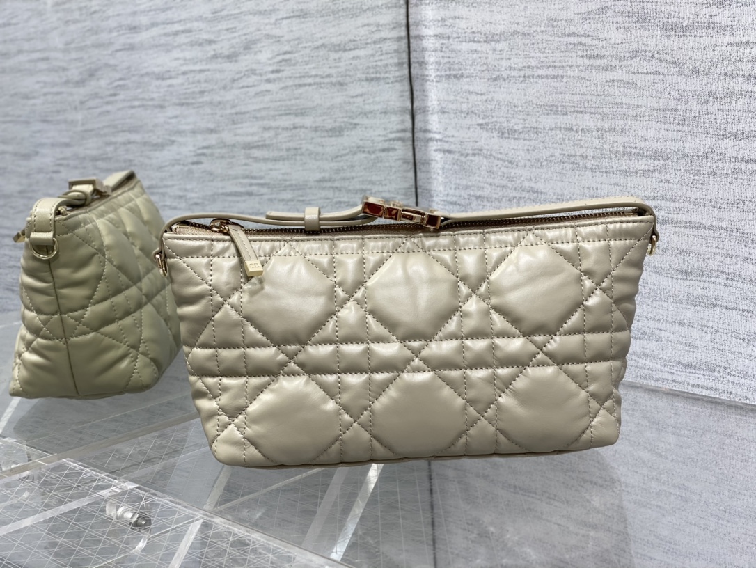 Dior Nomad Handbag Lunch Box Bag Calfskin Cannage Metal Buckle