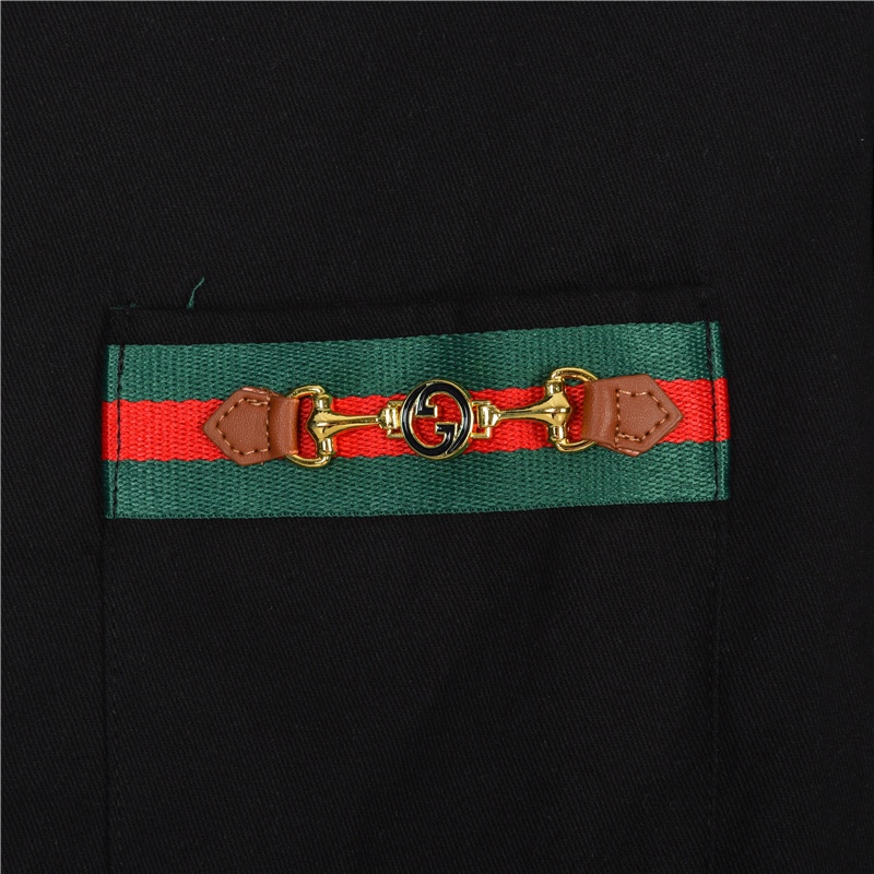 Gucci/古驰 23ss 限定款 织带环保水洗全棉长袖衬衫