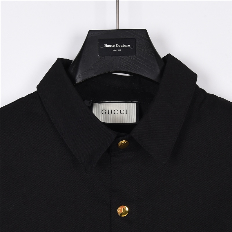 Gucci/古驰 23ss 限定款 织带环保水洗全棉长袖衬衫