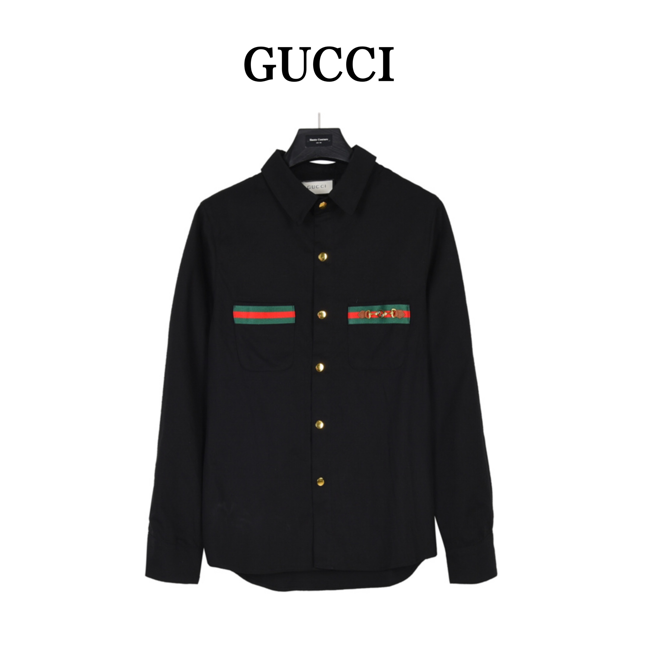 Gucci/古驰 23ss 限定款 织带环保水洗全棉长袖衬衫