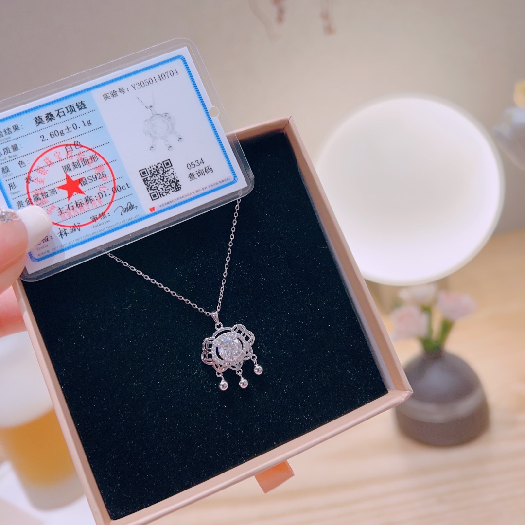 Hypoallergenic Silver Moissanite Necklace Fashion Wedding Favor Silver