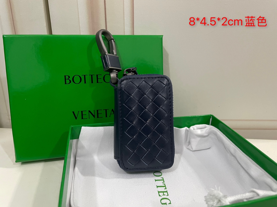 Bottega Veneta Car Key Case Intrecciato Blue