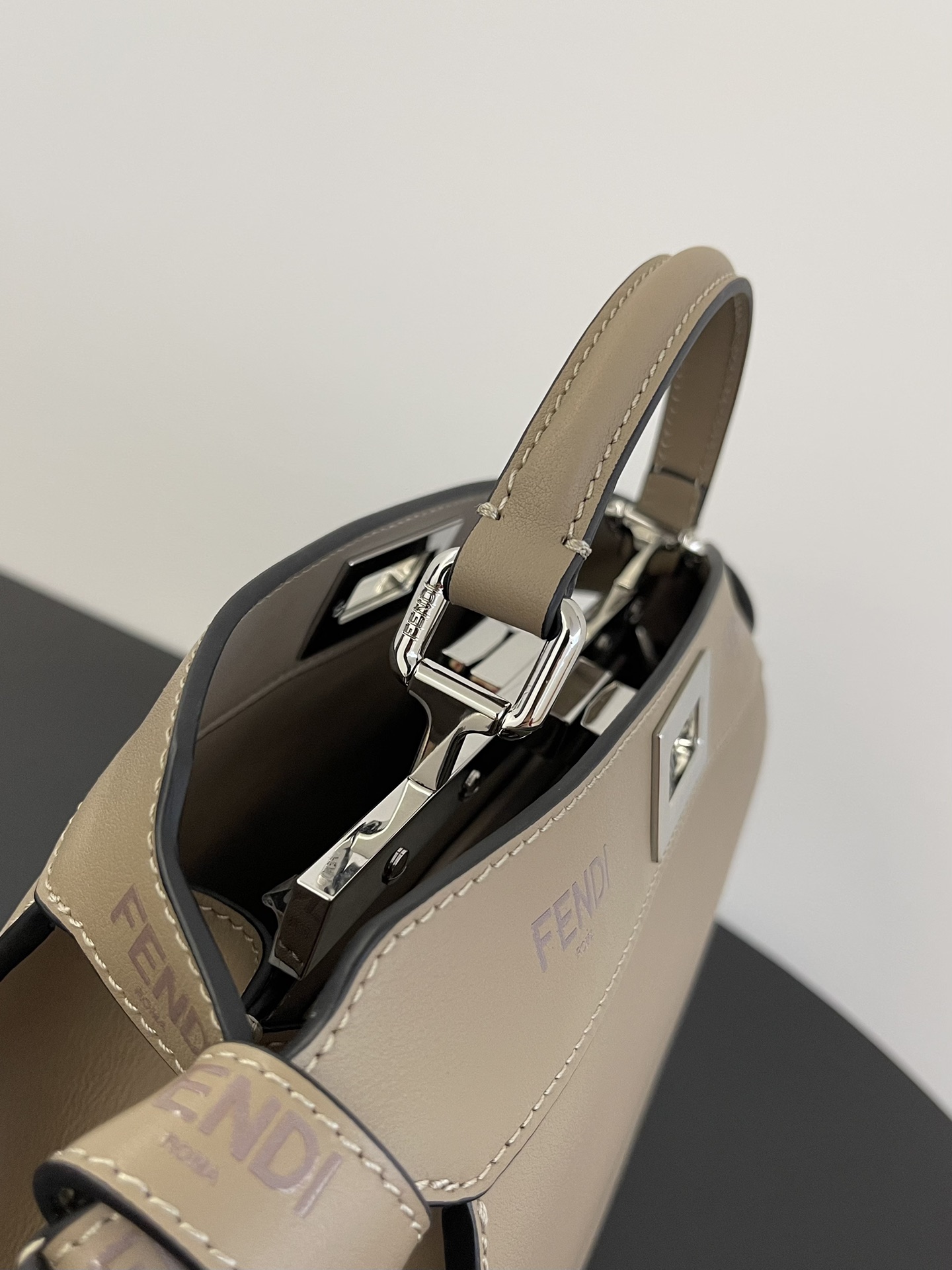 Fendi Peekaboo Iconic Mini Leather Top Handle Bag - Dove Gray 5 i1684745354 3893 0