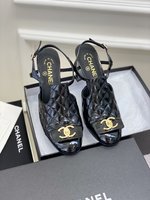 Chanel Shoes High Heel Pumps Genuine Leather Patent Sheepskin