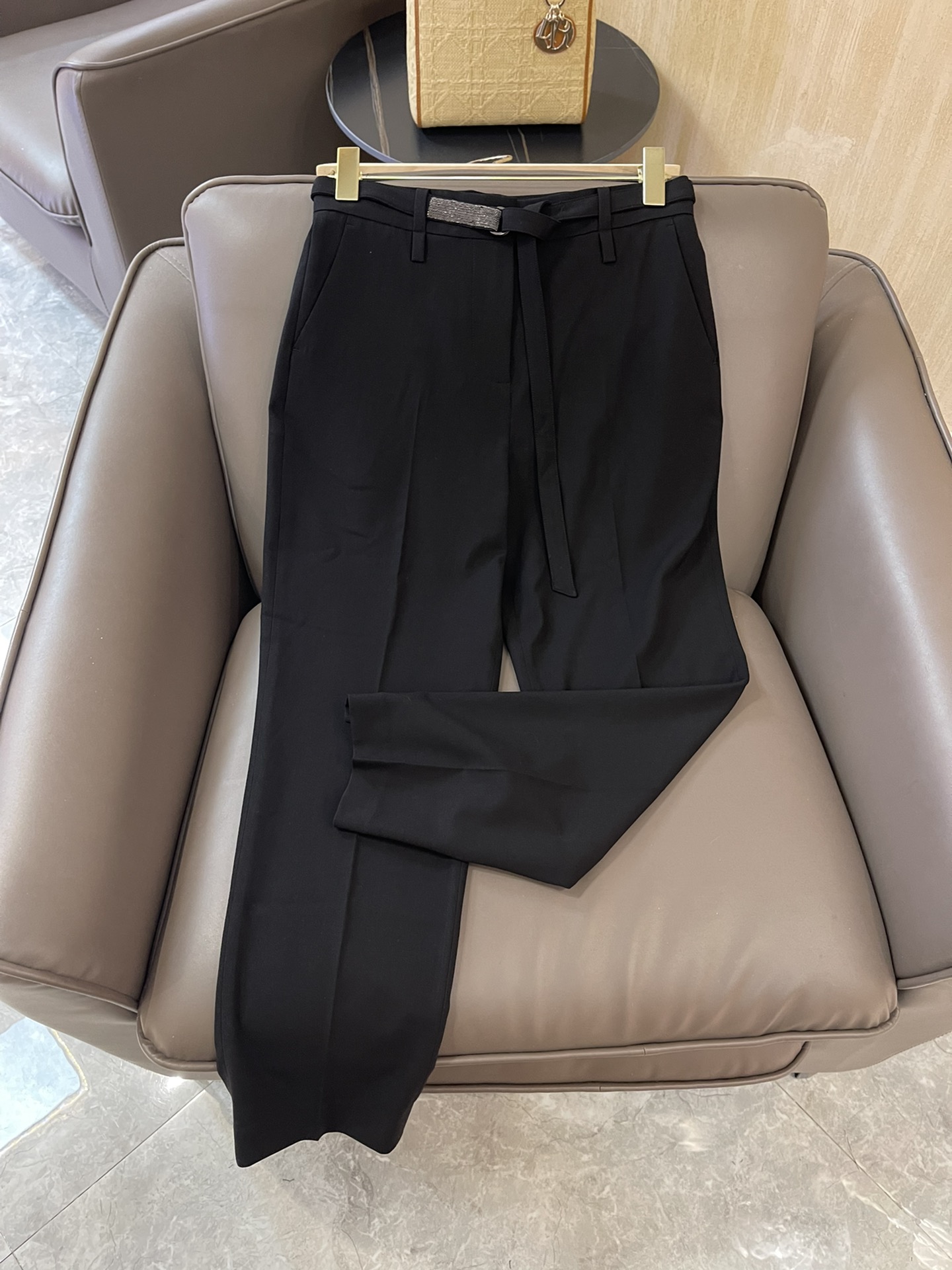 KZ016#新款裤子BC链条重工腰带西装小脚裤灰色黑色SMLXL