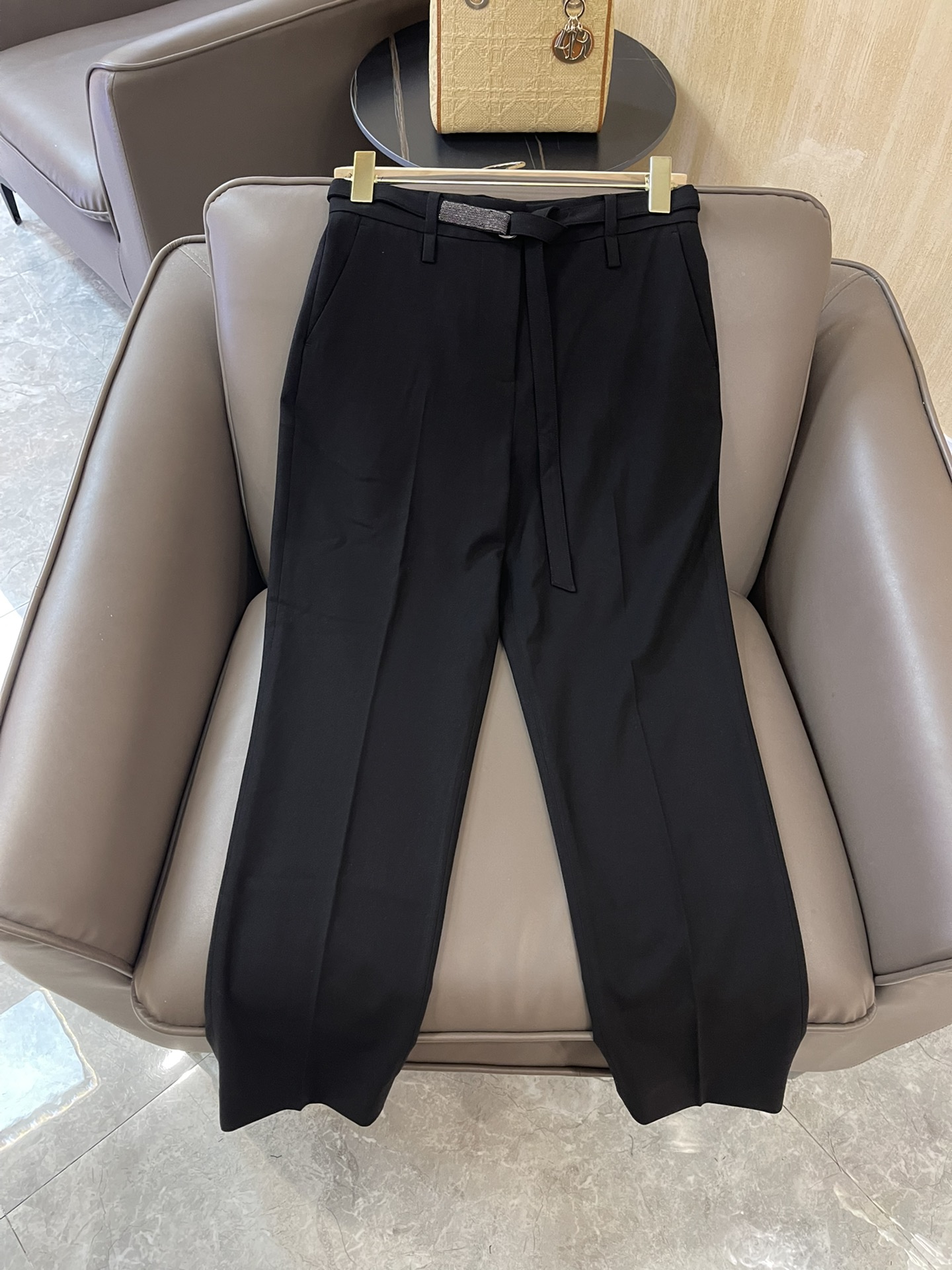 KZ016#新款裤子⚠️PzedqeBC 链条重工腰带 西装小脚裤 灰色 黑色SMLXL