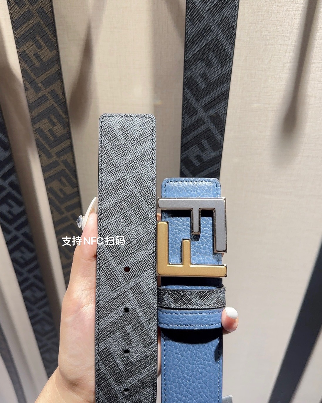 [Fendi Belts]Classic print with top calfskin Double F letter boutique hanging