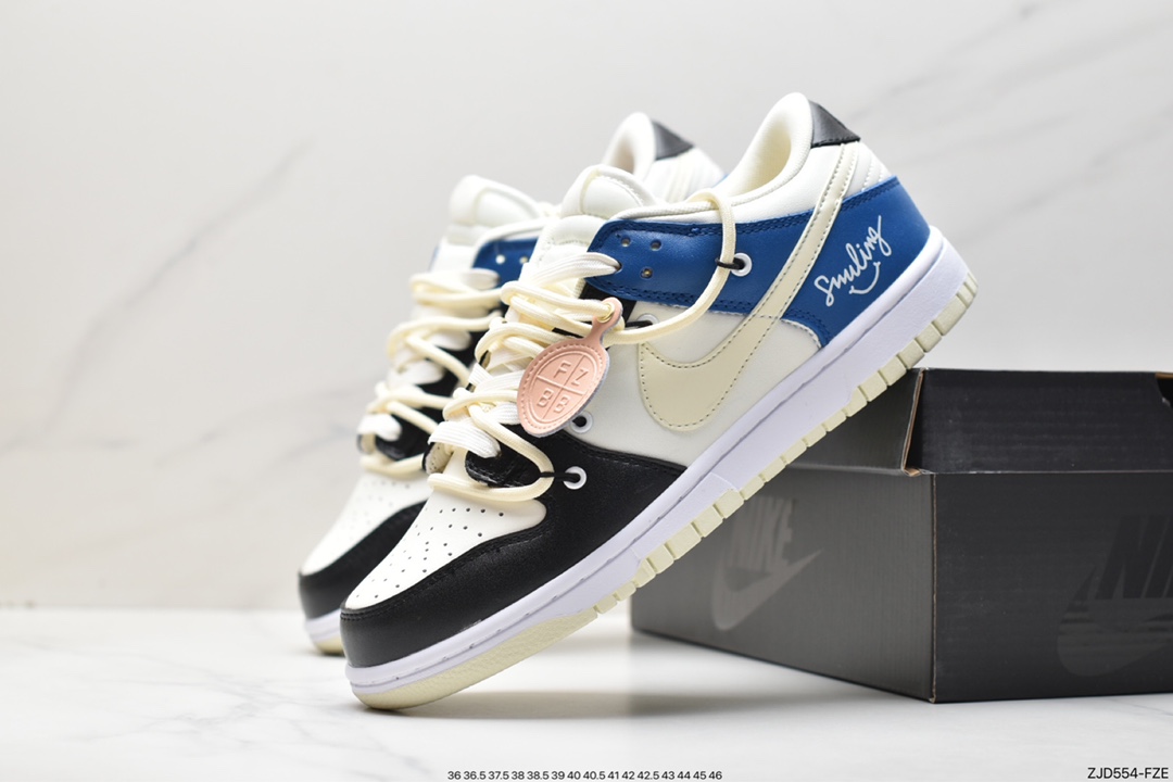 Nike SB Dunk Low ”White/Black” Dunk Series Low-top Casual Sports Skateboard Shoes ”White Black Light Blue Graffiti Ties” DJ6188-100