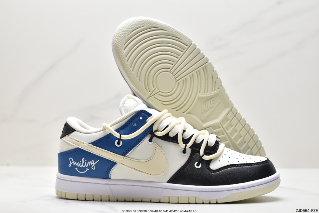 Nike SB Dunk Low ”White/Black” Dunk Series Low-top Casual Sports Skateboard Shoes ”White Black Light Blue Graffiti Ties” DJ6188-100