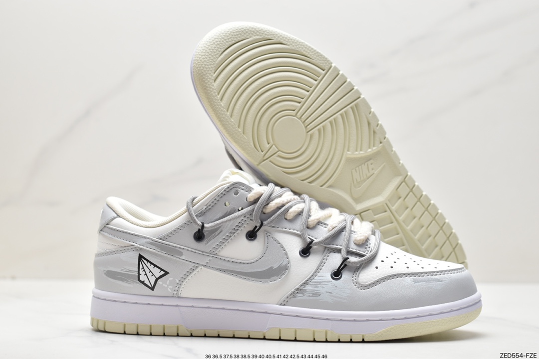 Nike SB Dunk Low ”White/Black” dunk series low-top sneakers ”white black light blue graffiti tied rope” DJ6188-100