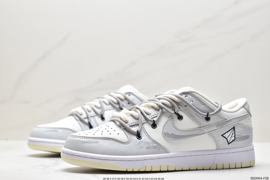 Nike SB Dunk Low ”White/Black” dunk series low-top sneakers ”white black light blue graffiti tied rope” DJ6188-100