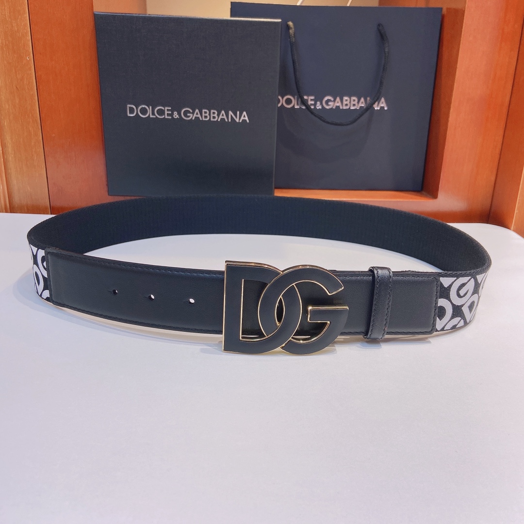 D&G杜嘉班纳双面小牛皮腰带缀以电镀