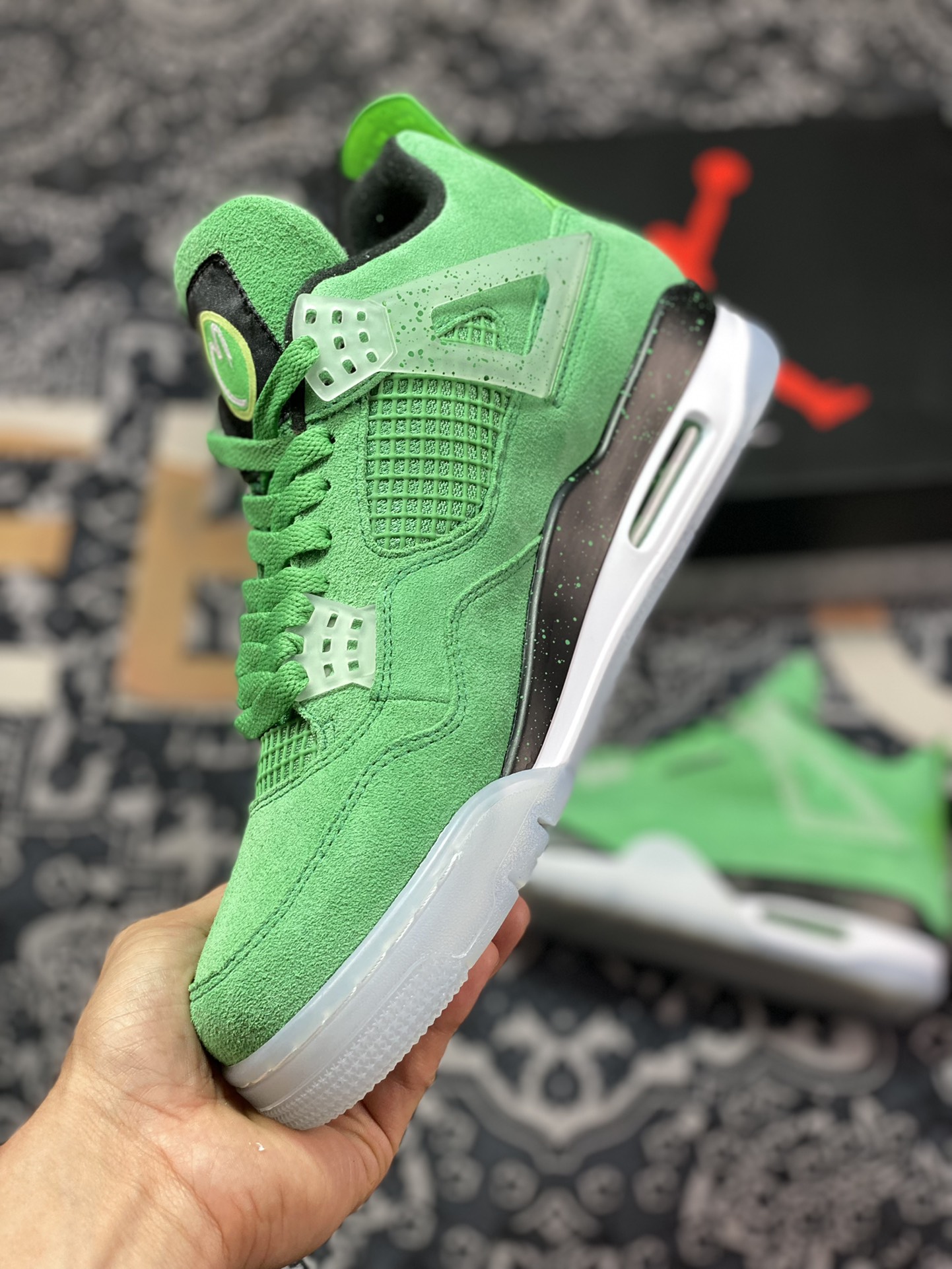 Foreign trade factory independent order Air Jordan 4 ”Mark Wahlberg” Green Wahlberg AJ4-904284