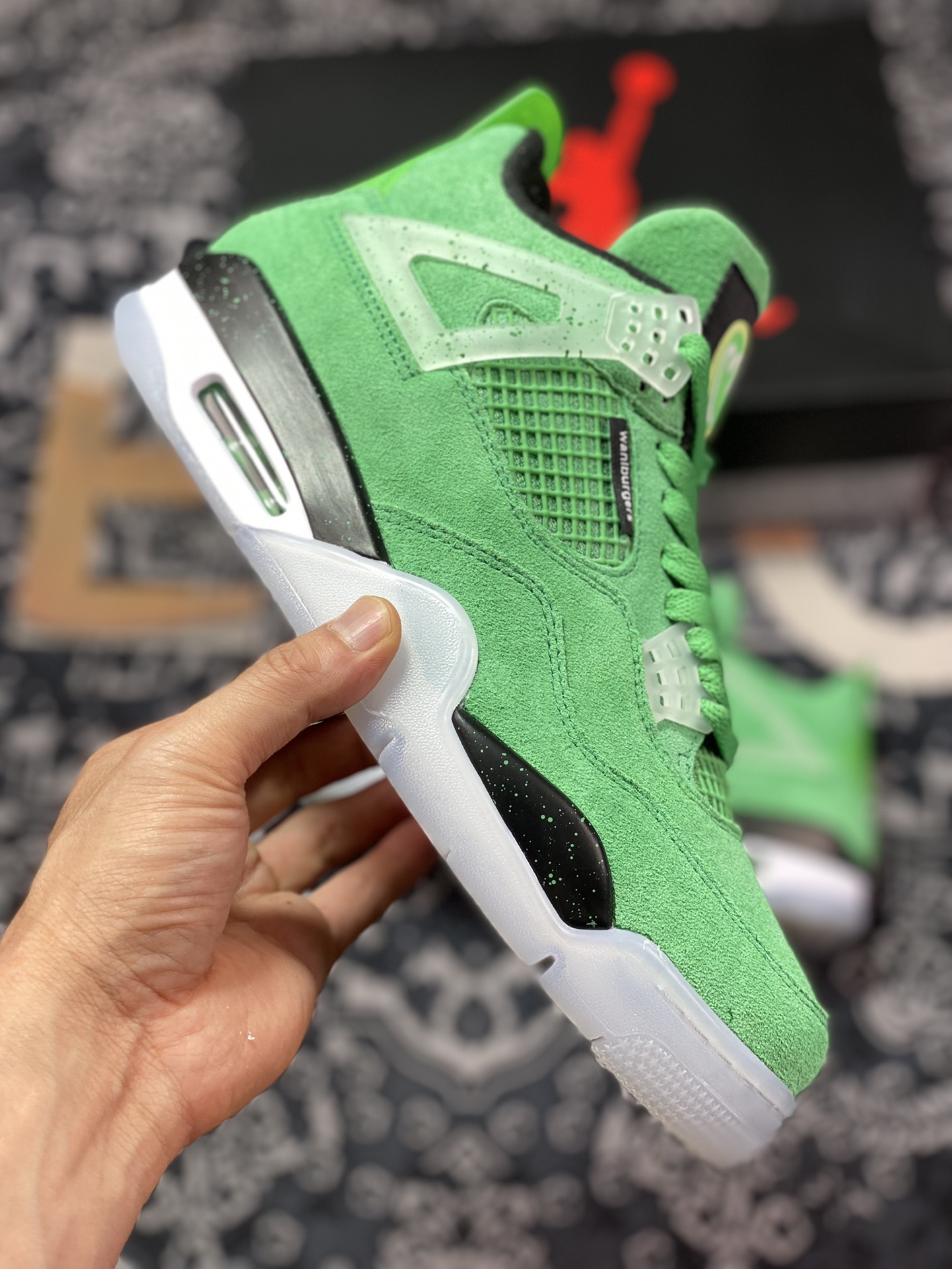 Foreign trade factory independent order Air Jordan 4 ”Mark Wahlberg” Green Wahlberg AJ4-904284