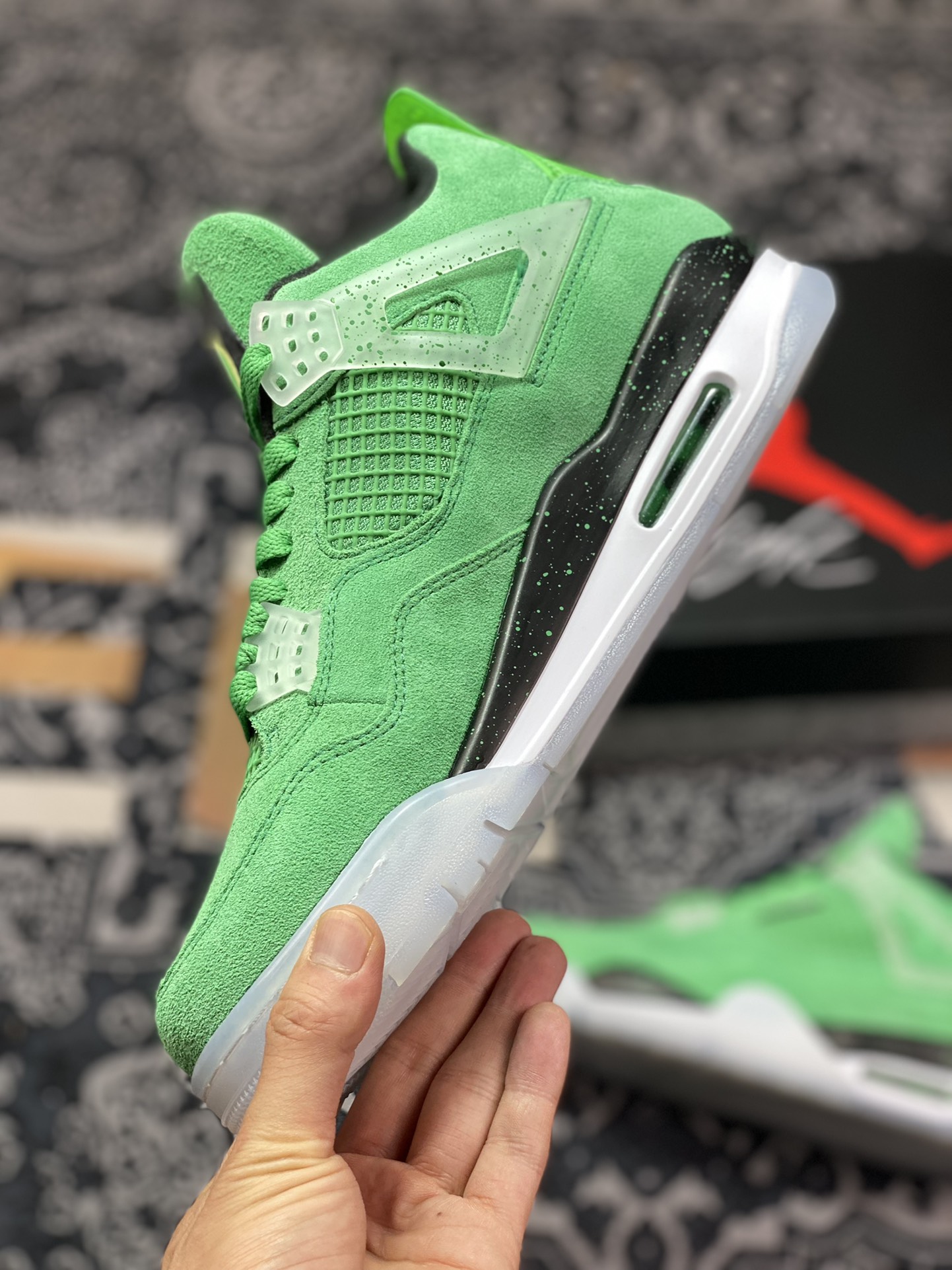 Foreign trade factory independent order Air Jordan 4 ”Mark Wahlberg” Green Wahlberg AJ4-904284