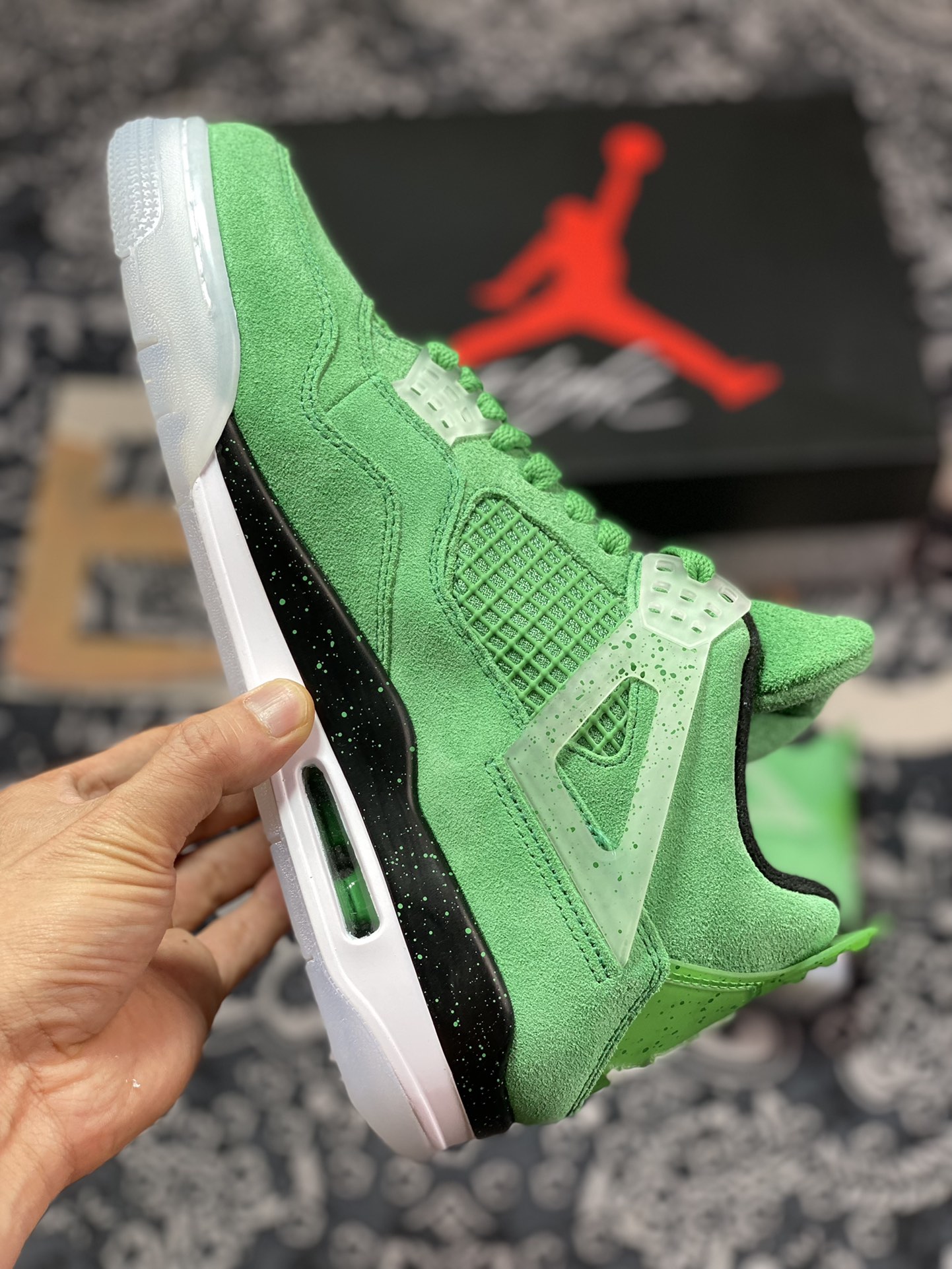 Foreign trade factory independent order Air Jordan 4 ”Mark Wahlberg” Green Wahlberg AJ4-904284