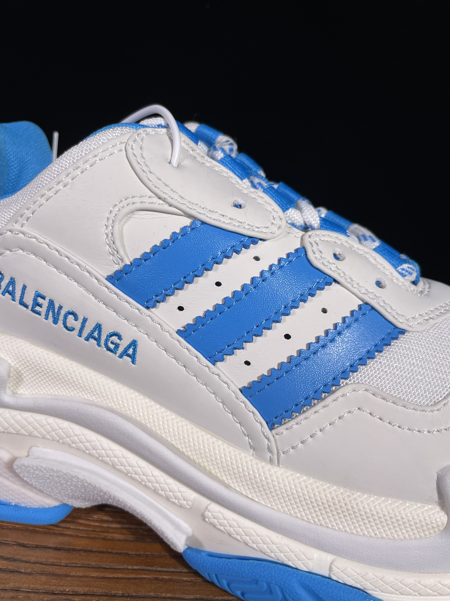 巴黎2代联名阿迪达斯 白蓝Balenciaga Triple S x Ad 阿迪达斯跨界奢侈品联名款 巴