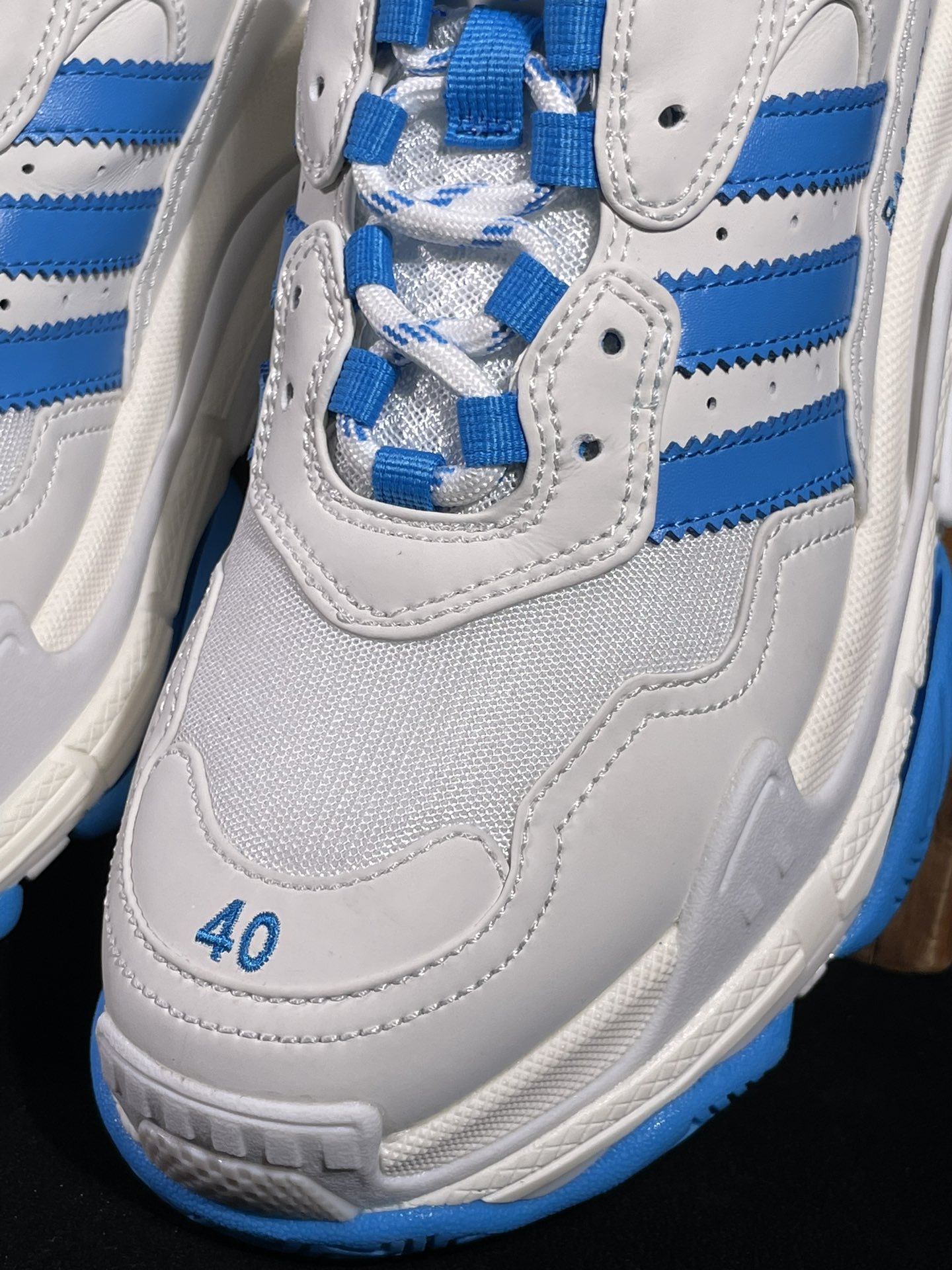 巴黎2代联名阿迪达斯 白蓝Balenciaga Triple S x Ad 阿迪达斯跨界奢侈品联名款 巴